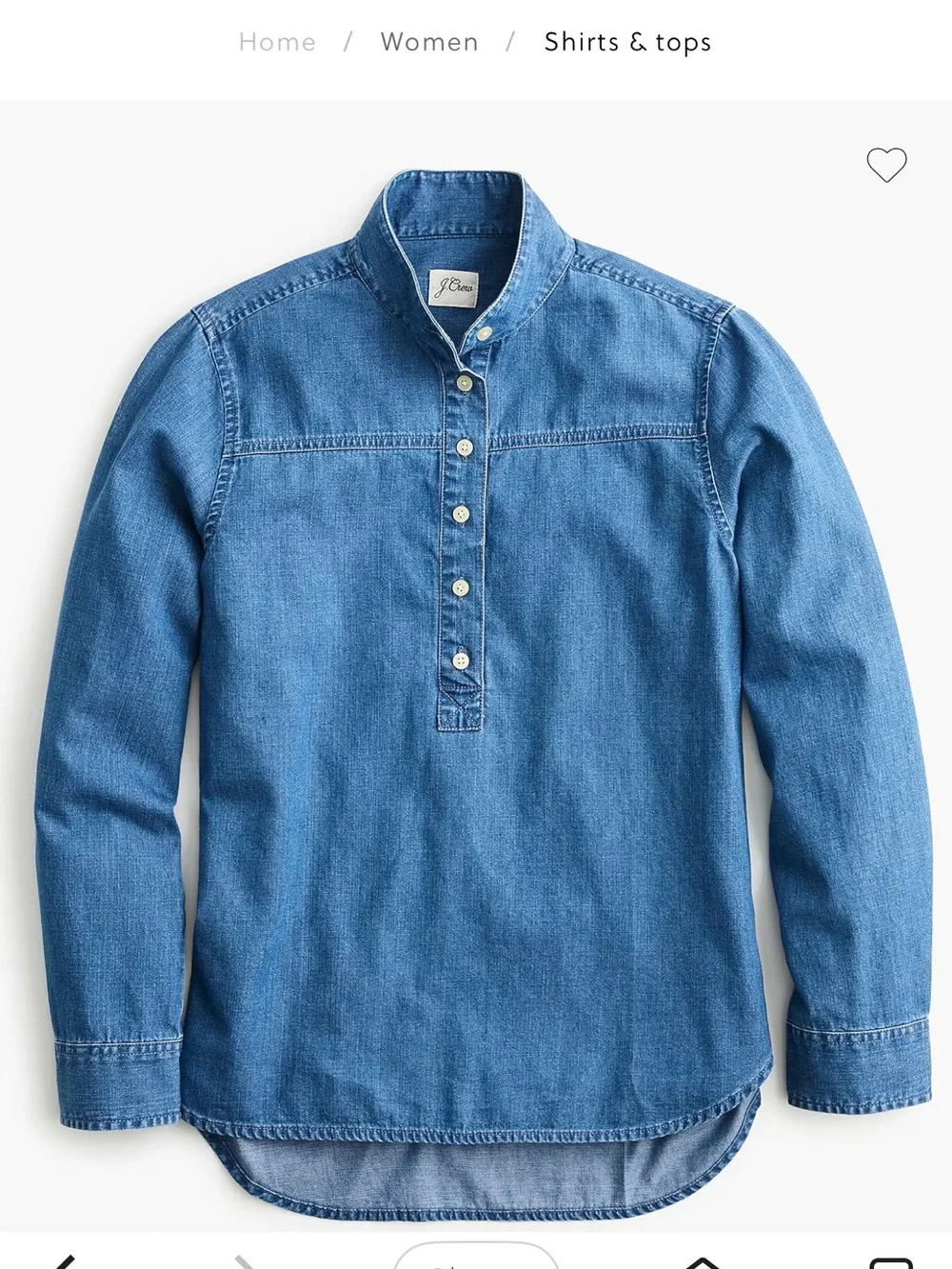 NWT J. Crew popover tunic in chambray